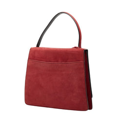 ロエベ バルセロナ ハンドバッグ ショルダーバッグ 2WAY レッド スウェード レディース LOEWE 【中古】