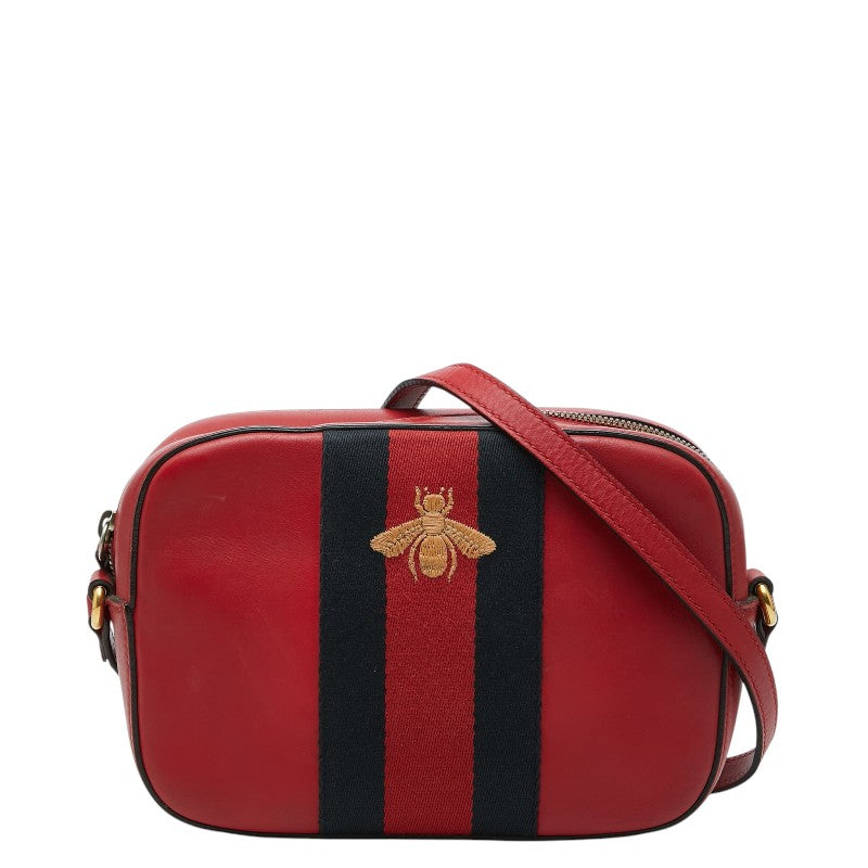 グッチ ウェブビー 斜め掛け ショルダーバッグ 412008 ベージュ ブラウン レザー レディース GUCCI 【中古】