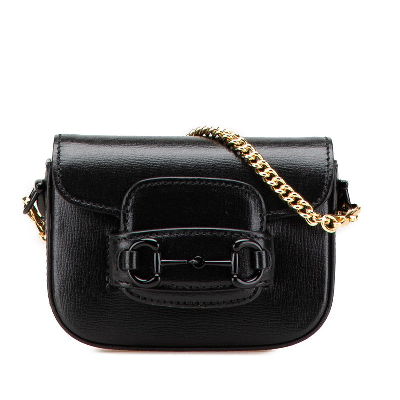 グッチ ホースビット ミニ ショルダーバッグ ポシェット 725863 ブラック PVC レザー レディース GUCCI 【中古】