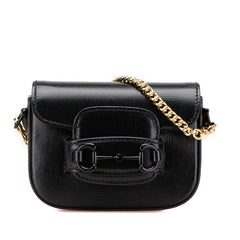 グッチ ホースビット ミニ ショルダーバッグ ポシェット 725863 ブラック PVC レザー レディース GUCCI 【中古】