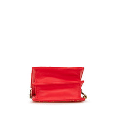 ディオール ディオラマ スタッズ 斜め掛け チェーン ショルダーバッグ レッド ゴールド レザー レディース Dior 【中古】
