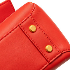 ボッテガヴェネタ イントレチャート ピアッツァ スモール ハンドバッグ ショルダーバッグ 2WAY レッド オレンジ レザー レディース BOTTEGAVENETA 【中古】