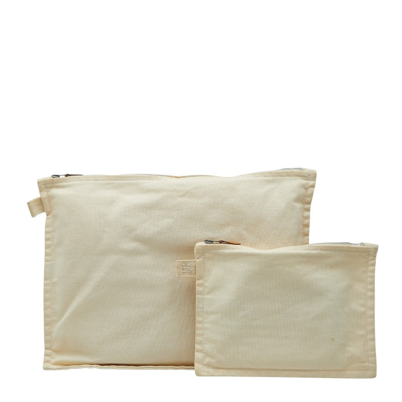 エルメス ボラボラ ポーチ2点セット アイボリー コットン レディース HERMES 【中古】