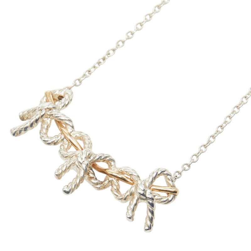 ティファニー トリプルリボン ネックレス シルバー ゴールド SV925 シルバー K18 ゴールド コンビ レディース TIFFANY&Co. 【中古】