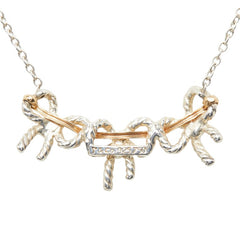 ティファニー トリプルリボン ネックレス シルバー ゴールド SV925 シルバー K18 ゴールド コンビ レディース TIFFANY&Co. 【中古】