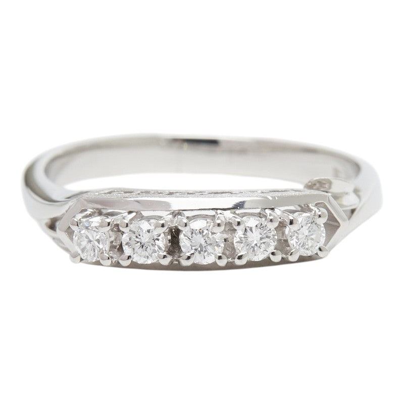 Pt900 プラチナ ダイヤ0.27ct 一文字リング リング 指輪 レディース 14.5号 【中古】