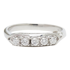 Pt900 プラチナ ダイヤ0.27ct 一文字リング リング 指輪 レディース 14.5号 【中古】