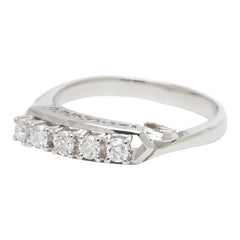 Pt900 プラチナ ダイヤ0.27ct 一文字リング リング 指輪 レディース 14.5号 【中古】