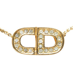 ディオール CDロゴ チェーン ペンダント ネックレス ゴールド メッキ ラインストーン レディース Dior 【中古】