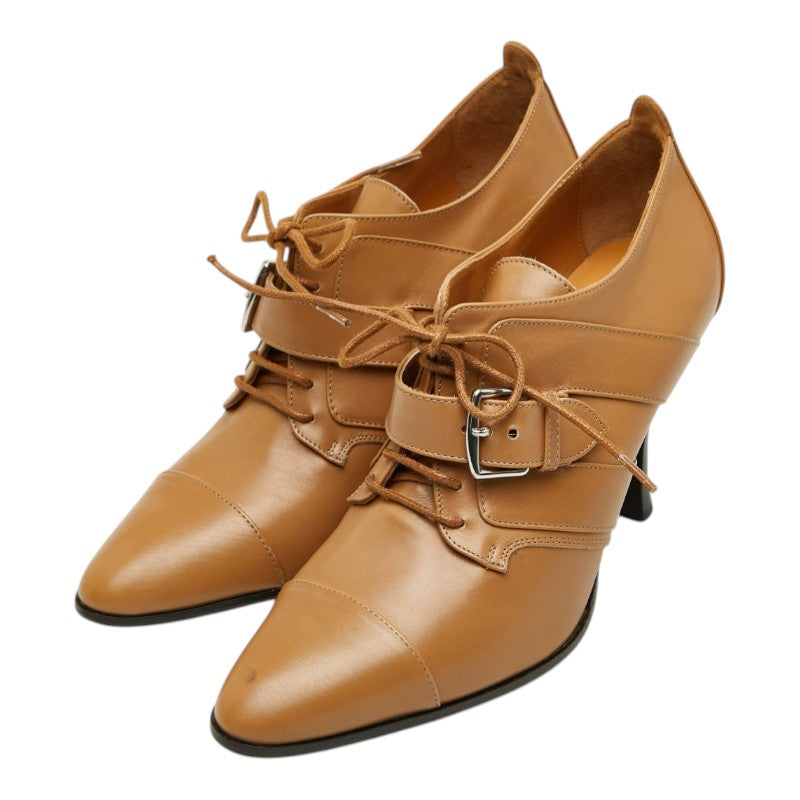 エルメス - ストラップ レースアップ アンクル ブーティー サイズ35 1/2 ブラウン レザー レディース HERMES 【中古】