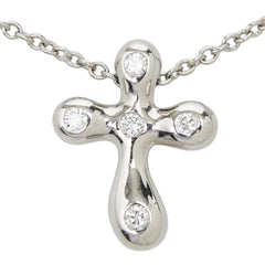 ティファニー エルサ ペレッティ スモールクロス ペンダントネックレス シルバー Pt950 プラチナ ダイヤモンド レディース TIFFANY&Co. 【中古】