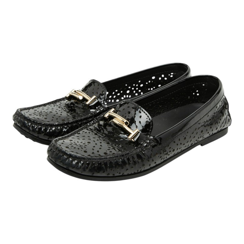トッズ ダブルT - モカシン ローファー ドライビングシューズ サイズ37 ブラック パテントレザー レディース TOD’S 【中古】