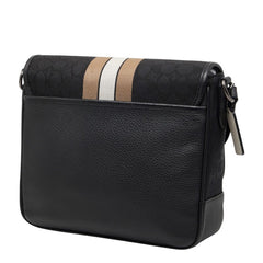 コーチ シグネチャー トンプソン 斜め掛け ショルダーバッグ C6583 ブラック ベージュ キャンバス レザー メンズ COACH 【中古】