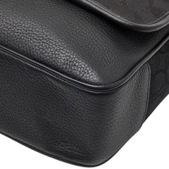 コーチ シグネチャー トンプソン 斜め掛け ショルダーバッグ C6583 ブラック ベージュ キャンバス レザー メンズ COACH 【中古】