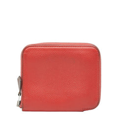 エルメス アザップコンパクト シルクイン 二つ折り財布 レッド ルージュ系 ヴォーエプソン レディース HERMES 【中古】