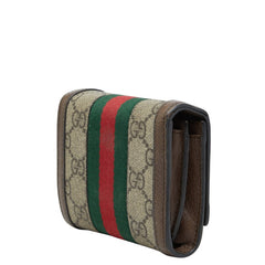 グッチ GGスプリーム シェリーライン オフィディア 二つ折り財布 コンパクトウォレット 598662 ブラウン PVC レザー レディース GUCCI 【中古】