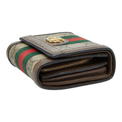 グッチ GGスプリーム シェリーライン オフィディア 二つ折り財布 コンパクトウォレット 598662 ブラウン PVC レザー レディース GUCCI 【中古】