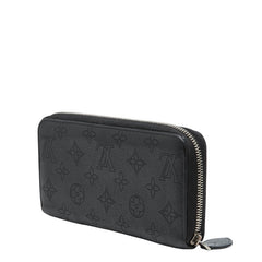 ルイ ヴィトン モノグラム マヒナ ジッピーウォレット ラウンドファスナー 長財布 M61867 ノワール ブラック レザー レディース LOUIS VUITTON 【中古】