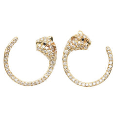 K18YG イエローゴールド ダイヤ1.00ct パンサーモチーフ スタッドピアス ピアス レディース 【中古】