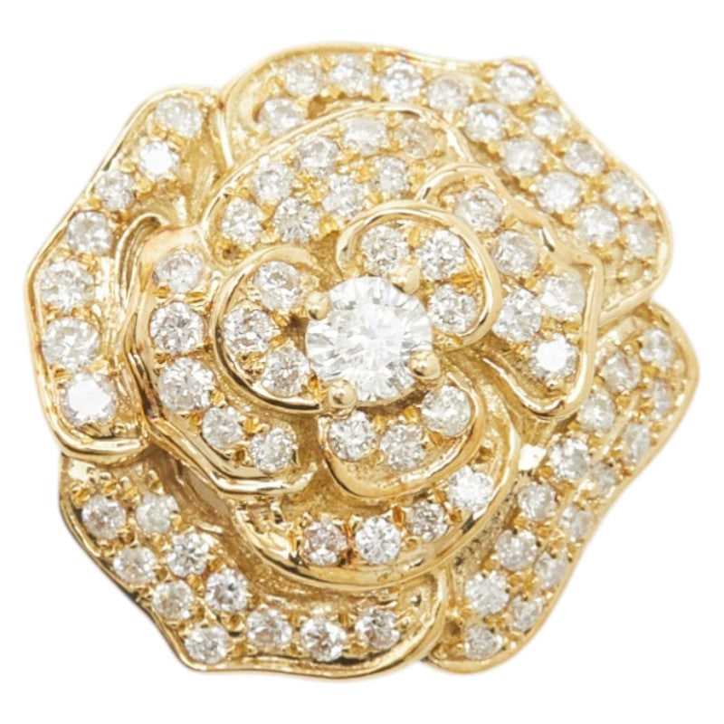 K18YG イエローゴールド ダイヤ0.50ct フラワーモチーフ ペンダントトップ レディース 【中古】