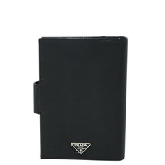 プラダ 三角ロゴプレート - 手帳カバー システム手帳 ブラック ナイロン レザー レディース PRADA 【中古】