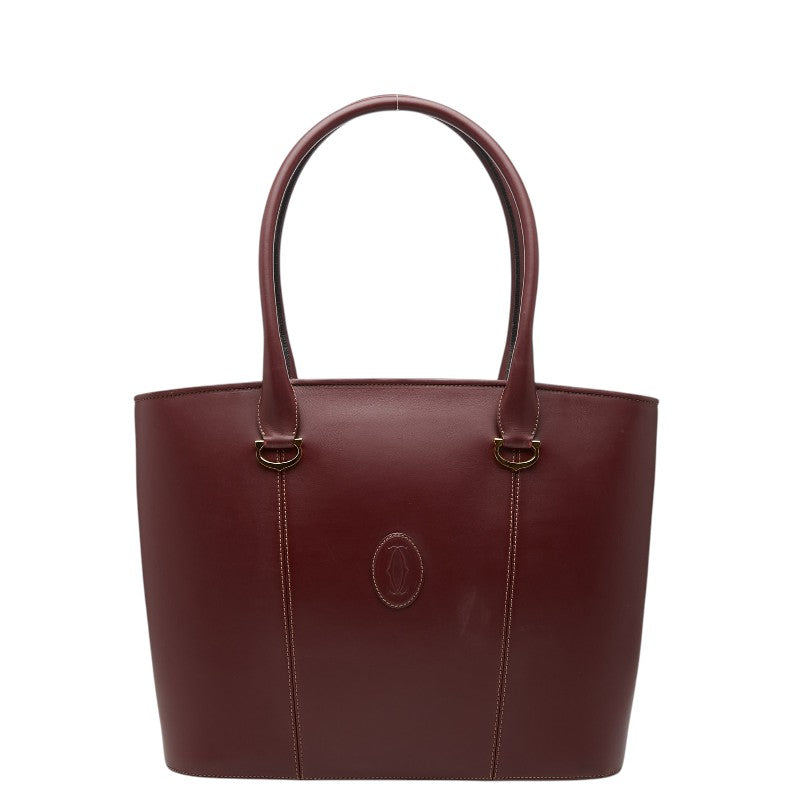 カルティエ マストライン トートバッグ ショルダーバッグ ワインレッド ボルドー系 レザー レディース CARTIER 【中古】