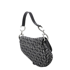 ディオール トロッター サドルバッグ ハンドバッグ ブラック キャンバス レザー レディース Dior 【中古】