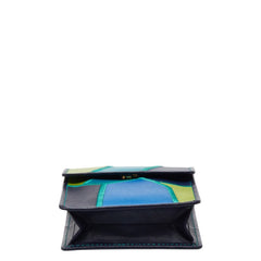 サンローラン パッチワーク シガレットケース ネイビー イエロー グリーン レザー レディース SAINT LAURENT 【中古】