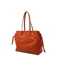 プラダ 三角ロゴプレート ハンドバッグ トートバッグ オレンジ レザー レディース PRADA 【中古】