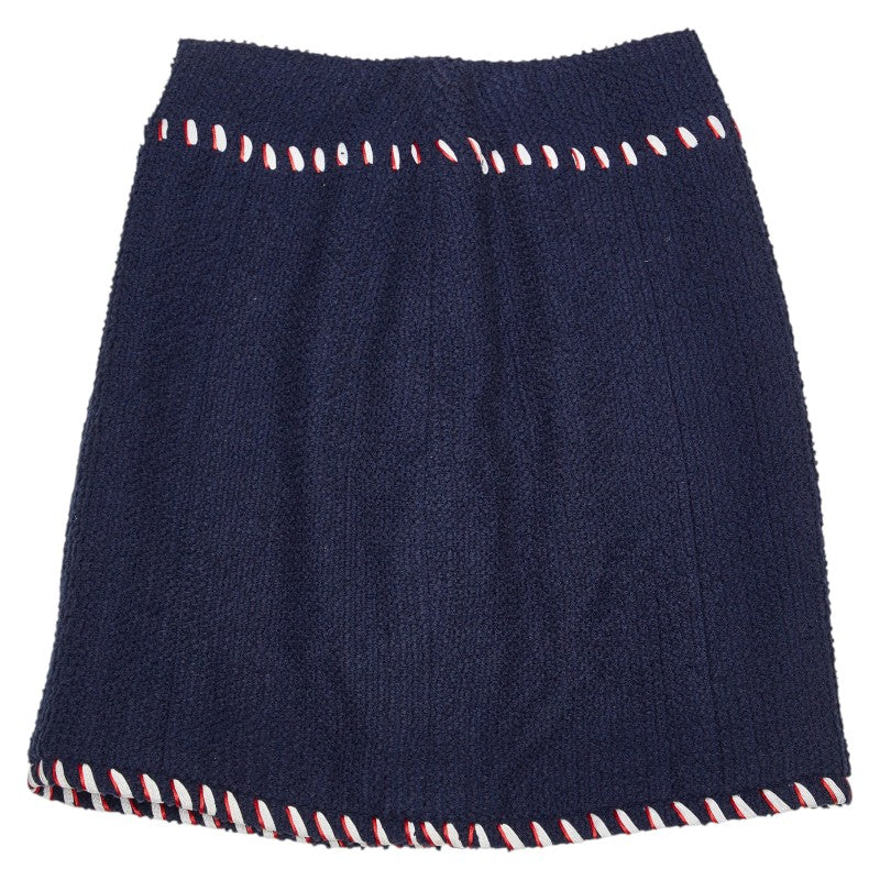シャネル ブティック トリコロール スカート ネイビー マルチカラー ツイード レディース CHANEL 【中古】