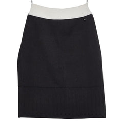 シャネル バイカラー ニットスカート サイズ34 P46120K05797 ブラック ホワイト レーヨン ポリエステル レディース CHANEL 【中古】