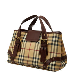 バーバリー ノバチェック シャドーホース ハンドバッグ トートバッグ ブラウン ベージュ PVC レザー レディース BURBERRY 【中古】