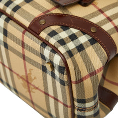 バーバリー ノバチェック シャドーホース ハンドバッグ トートバッグ ブラウン ベージュ PVC レザー レディース BURBERRY 【中古】