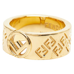 フェンディ FFロゴ エフ イズ リング 指輪 サイズ：S 8AG796 ゴールド メッキ レディース FENDI 【中古】