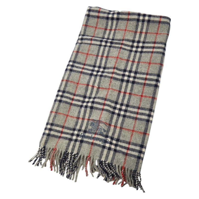 バーバリー ノバチェック マフラー グレー マルチカラー ウール レディース BURBERRY 【中古】