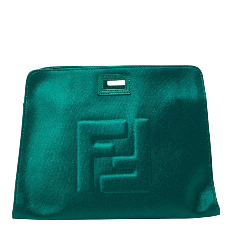 フェンディ スモール ピーカブー ディフェンダー バッグカバー 7AR717 グリーン サテン レザー レディース FENDI 【中古】