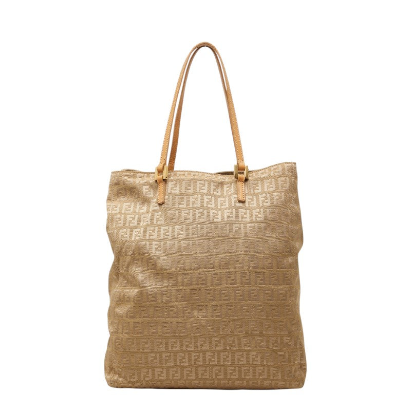 フェンディ ズッキーノ ハンドバッグ トートバッグ ベージュ ナイロン レザー レディース FENDI 【中古】