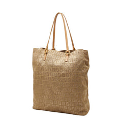 フェンディ ズッキーノ ハンドバッグ トートバッグ ベージュ ナイロン レザー レディース FENDI 【中古】