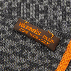 エルメス Hロゴ ストール グレー シルク レディース HERMES 【中古】