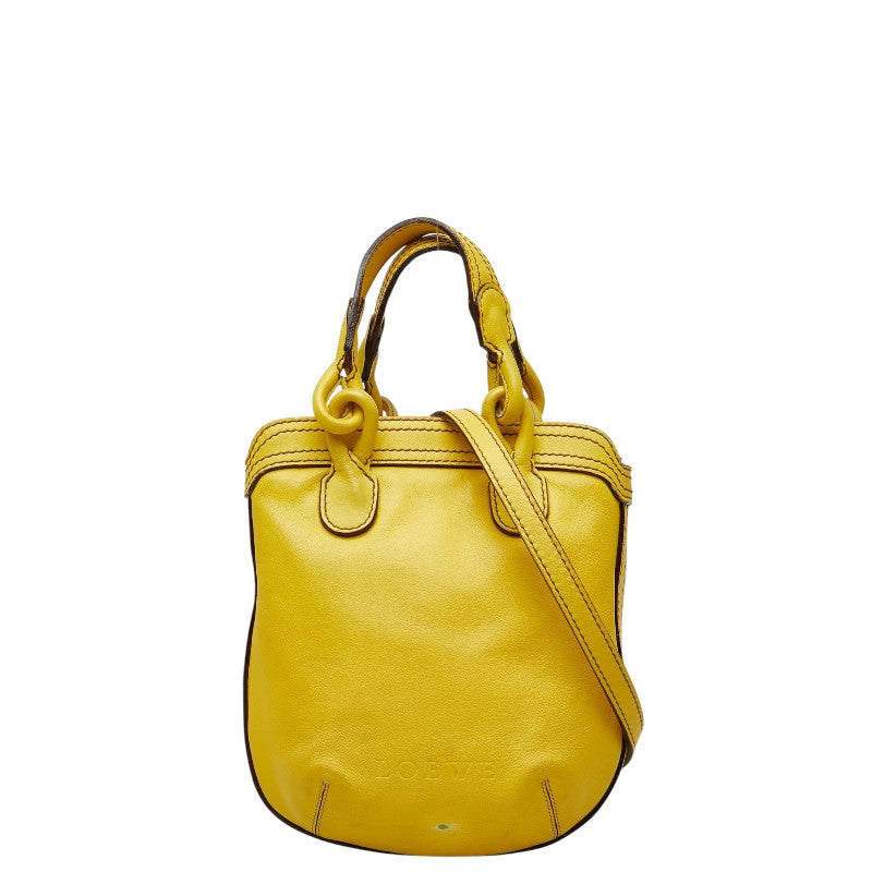 ロエベ アナグラム フィエスタ ハンドバッグ ショルダーバッグ 2WAY イエロー レザー レディース LOEWE 【中古】