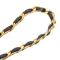 シャネル ヴィンテージ チェーン ベルト ゴールド ブラック メッキ レザー レディース CHANEL 【中古】