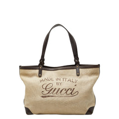 グッチ グッチクラフト トートバッグ ハンドバッグ 247209 ベージュ ブラウン キャンバス レザー レディース GUCCI 【中古】