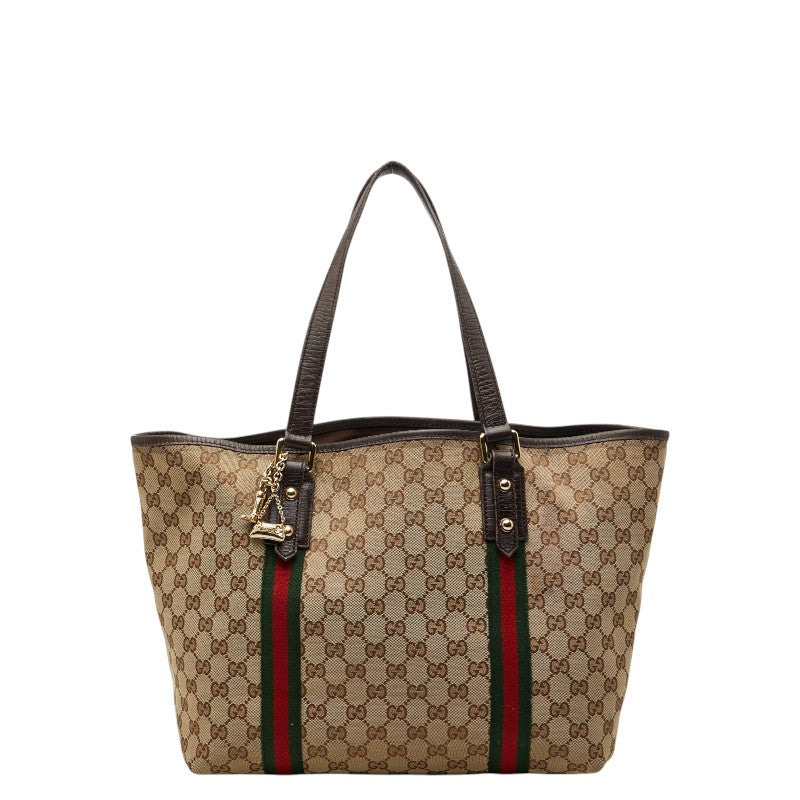 グッチ GGキャンバス シェリーライン トートバッグ 139260 ブラウン 茶 キャンバス レザー レディース GUCCI 【中古】