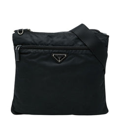 プラダ テスート 三角ロゴプレート 斜め掛け ショルダーバッグ ブラック ナイロン レディース PRADA 【中古】
