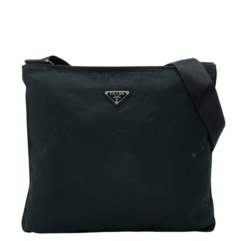 プラダ テスート 三角ロゴプレート 斜め掛け ショルダーバック ブラック ナイロン メンズ PRADA 【中古】