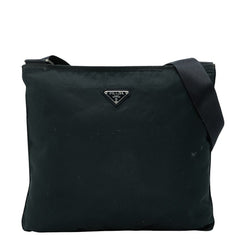 プラダ テスート 三角ロゴプレート 斜め掛け ショルダーバック ブラック ナイロン メンズ PRADA 【中古】