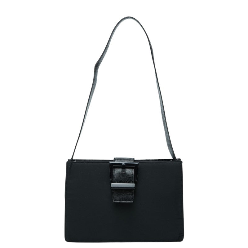 プラダ ワンショルダーバッグ ブラック レザー テスートナイロン レディース PRADA 【中古】