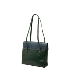ロエベ ベラスケス ロゴ ハンドバッグ グリーン グレー レザー レディース LOEWE 【中古】