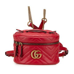 グッチ GGマーモント リュック バックパック バニティバッグ 598594 レッド レザー レディース GUCCI 【中古】