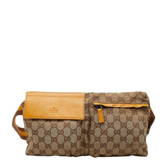 グッチ GGキャンバス ウエストバッグ 28566 ブラウン イエロー キャンバス レザー レディース GUCCI 【中古】